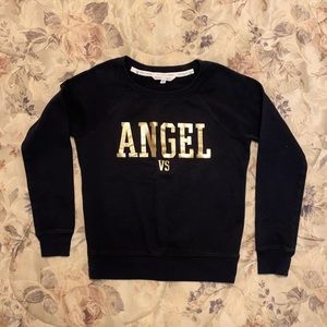 Victoria’s Secret VS “Angel” black soft sweatshirt, gold lettering, XS